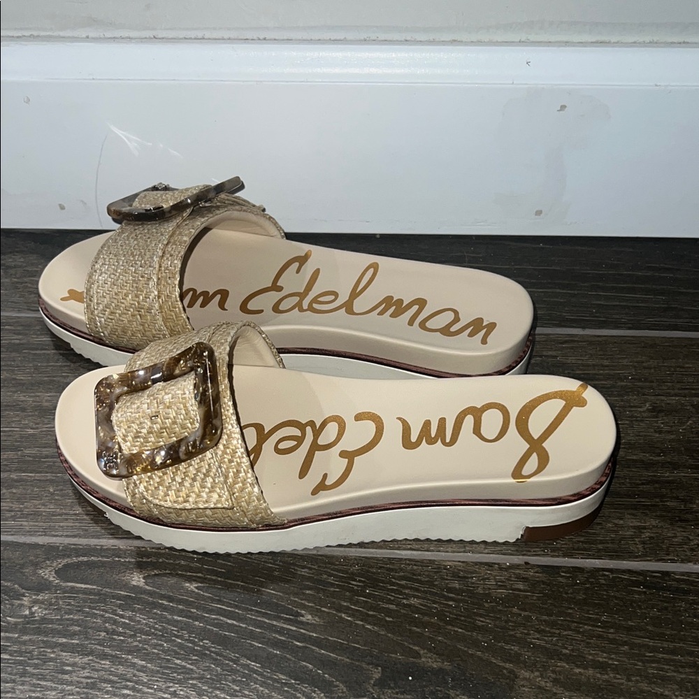 Sam Edelman Ariane Raffia Tortoise Buckle Sandals